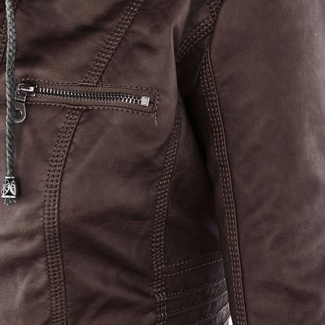 Mirla | Dam Hooded Slim Fit Bikerjacka-Eva Jonsson