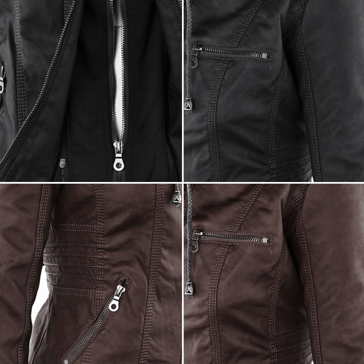 Mirla | Dam Hooded Slim Fit Bikerjacka-Eva Jonsson