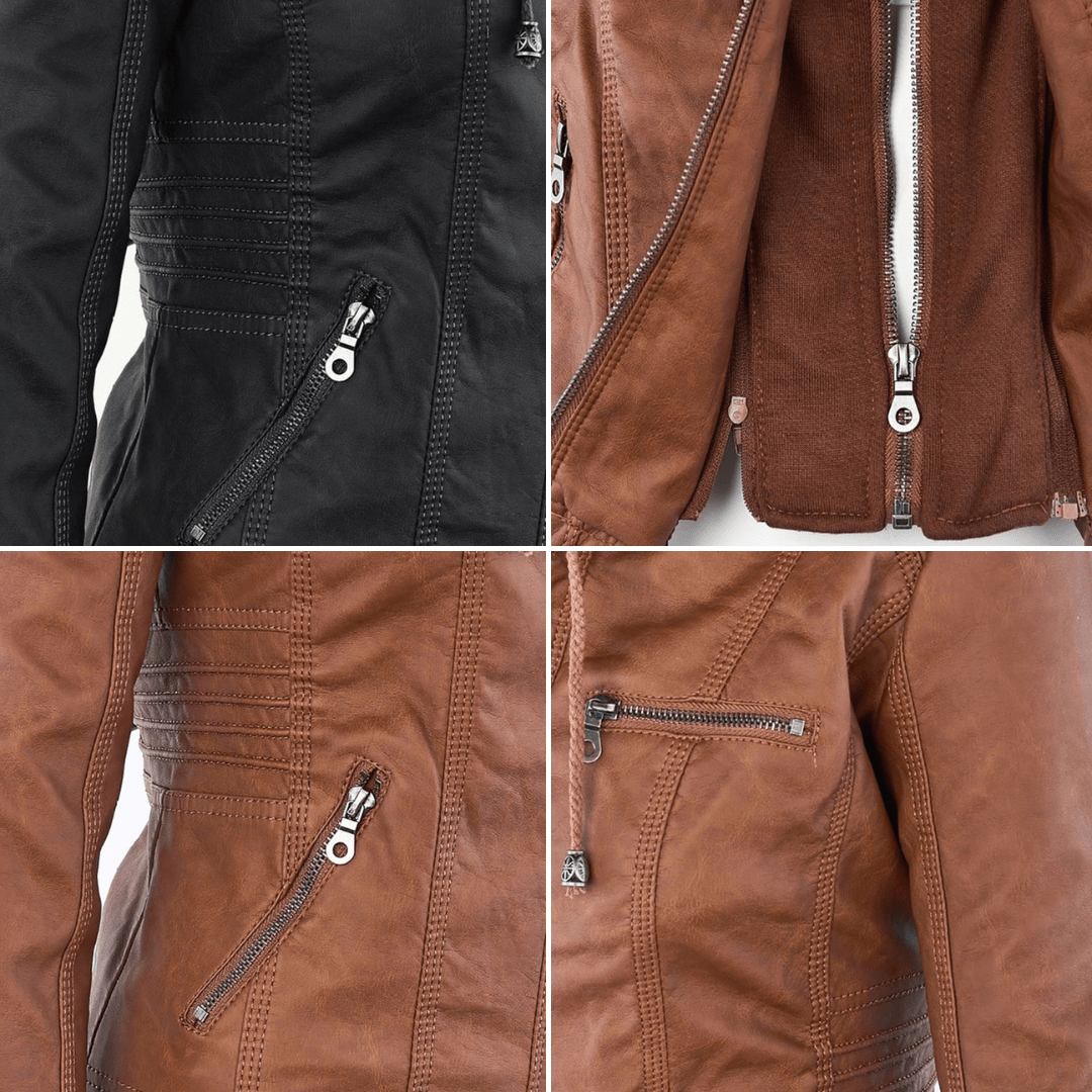 Mirla | Dam Hooded Slim Fit Bikerjacka-Eva Jonsson