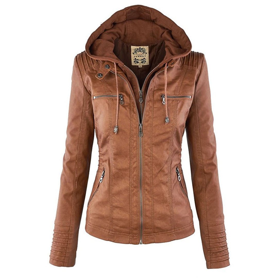 Mirla | Dam Hooded Slim Fit Bikerjacka-Eva Jonsson