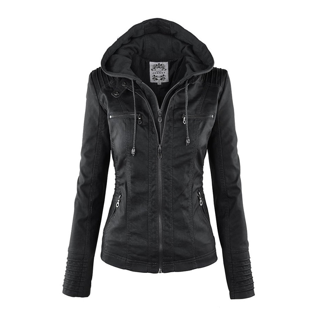 Mirla | Dam Hooded Slim Fit Bikerjacka-Eva Jonsson