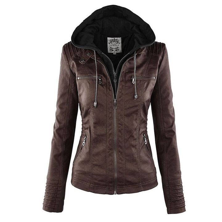 Mirla | Dam Hooded Slim Fit Bikerjacka-Eva Jonsson