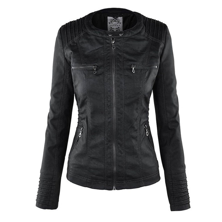 Mirla | Dam Hooded Slim Fit Bikerjacka-Eva Jonsson