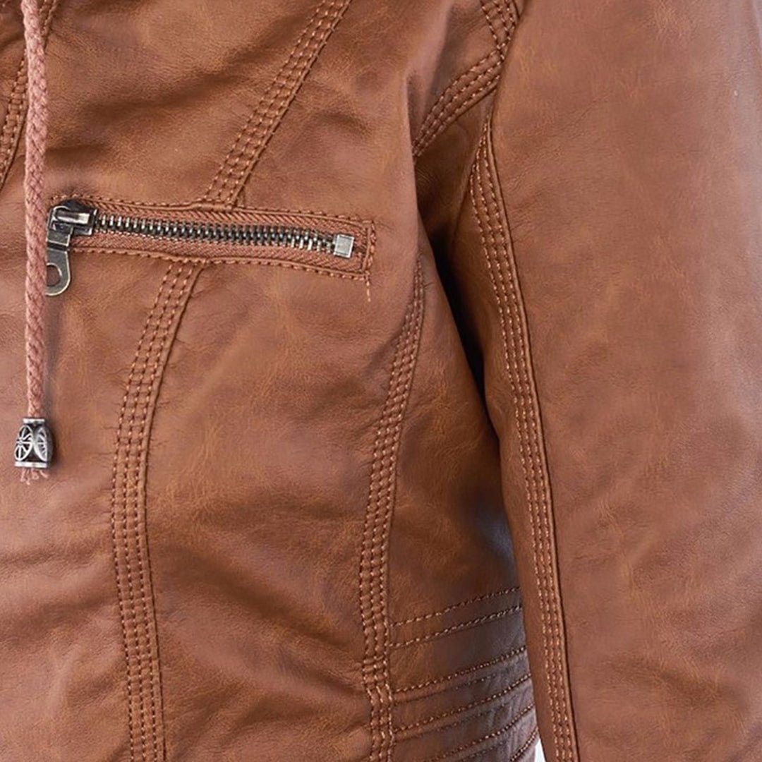Mirla | Dam Hooded Slim Fit Bikerjacka-Eva Jonsson