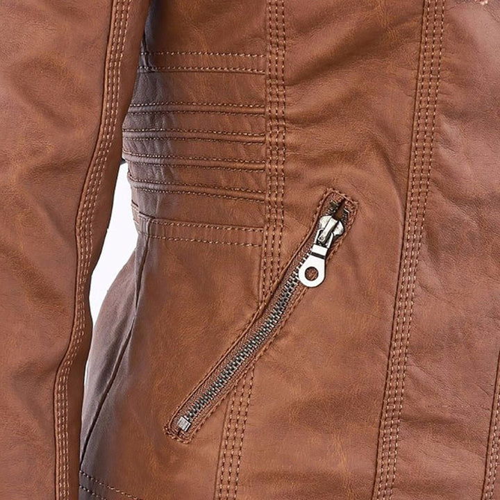 Mirla | Dam Hooded Slim Fit Bikerjacka-Eva Jonsson