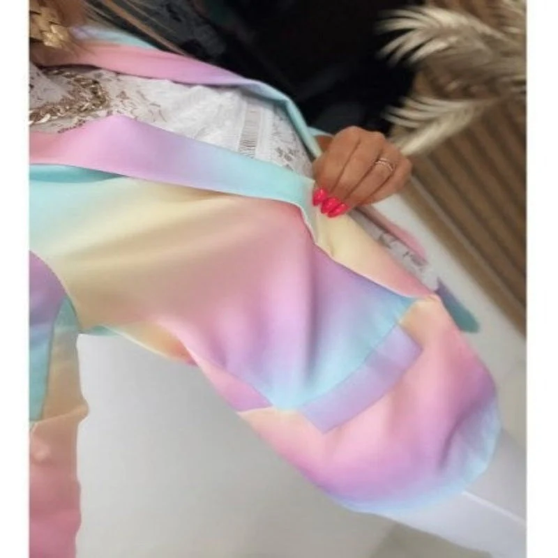 Mirla | Dam Ombre Öppen Front Blazer, Långa Ärmar, Avslappnad Passform-Eva Jonsson