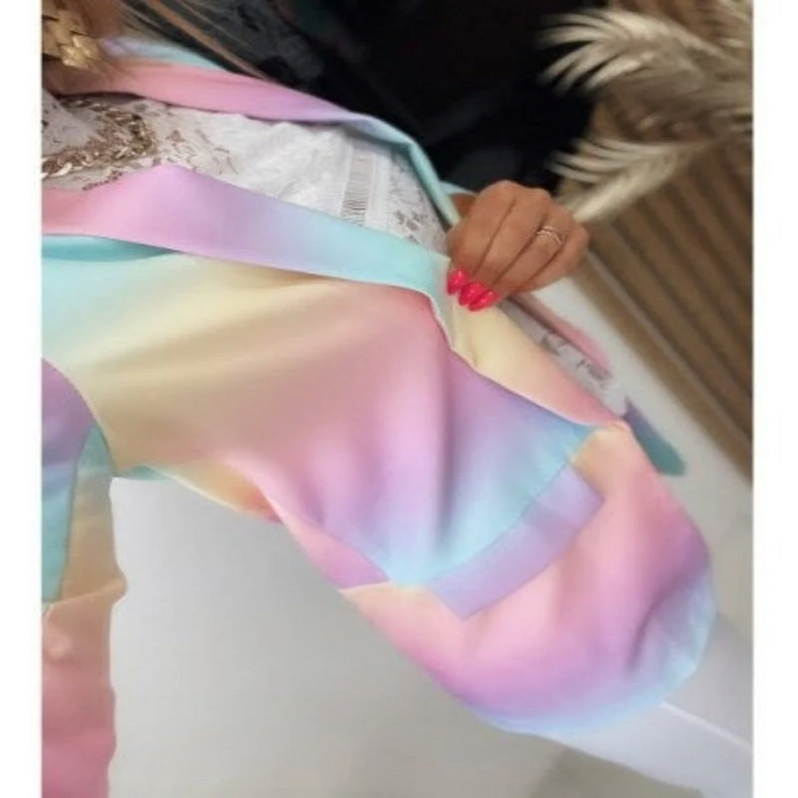 Mirla | Dam Ombre Öppen Front Blazer, Långa Ärmar, Avslappnad Passform-Eva Jonsson