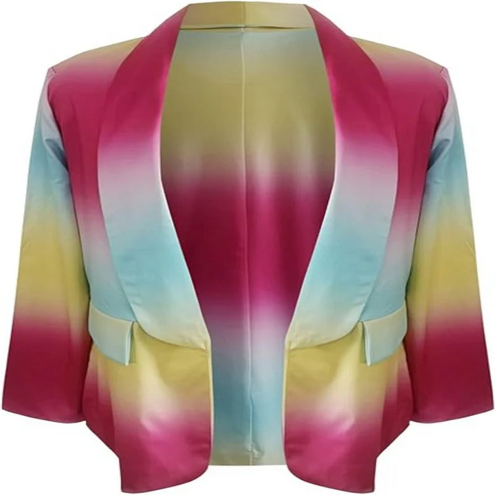 Mirla | Dam Ombre Öppen Front Blazer, Långa Ärmar, Avslappnad Passform-Eva Jonsson