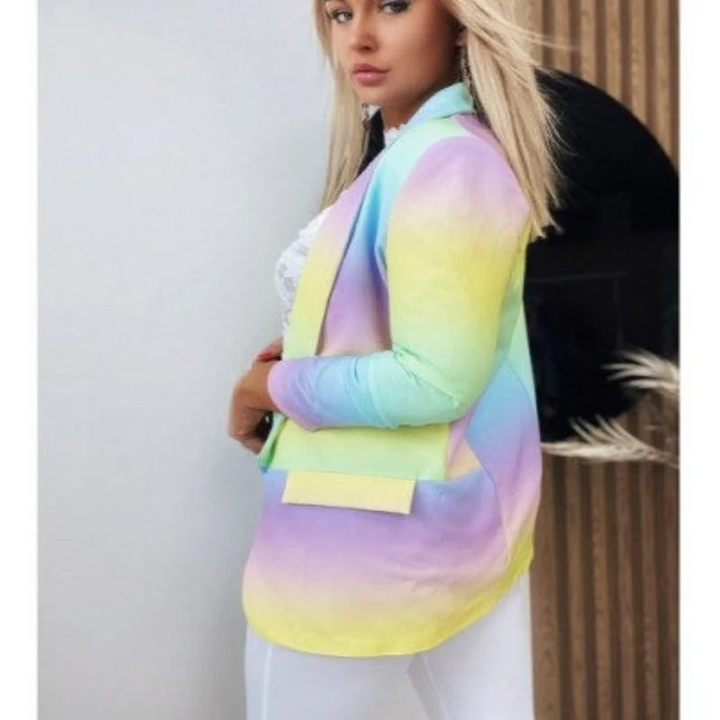 Mirla | Dam Ombre Öppen Front Blazer, Långa Ärmar, Avslappnad Passform-Eva Jonsson
