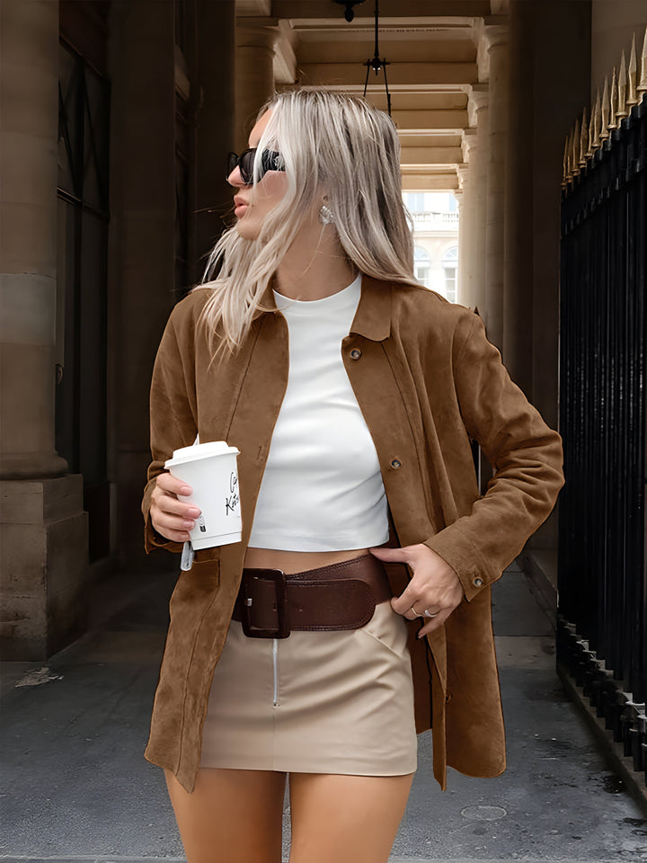 Mirla | Dam Oversized Trendy Mocka Stil Jacka-Eva Jonsson