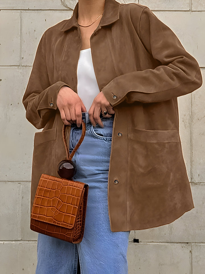 Mirla | Dam Oversized Trendy Mocka Stil Jacka-Eva Jonsson