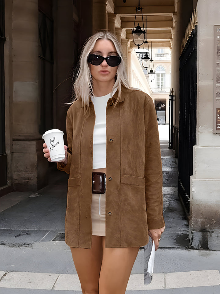 Mirla | Dam Oversized Trendy Mocka Stil Jacka-Eva Jonsson