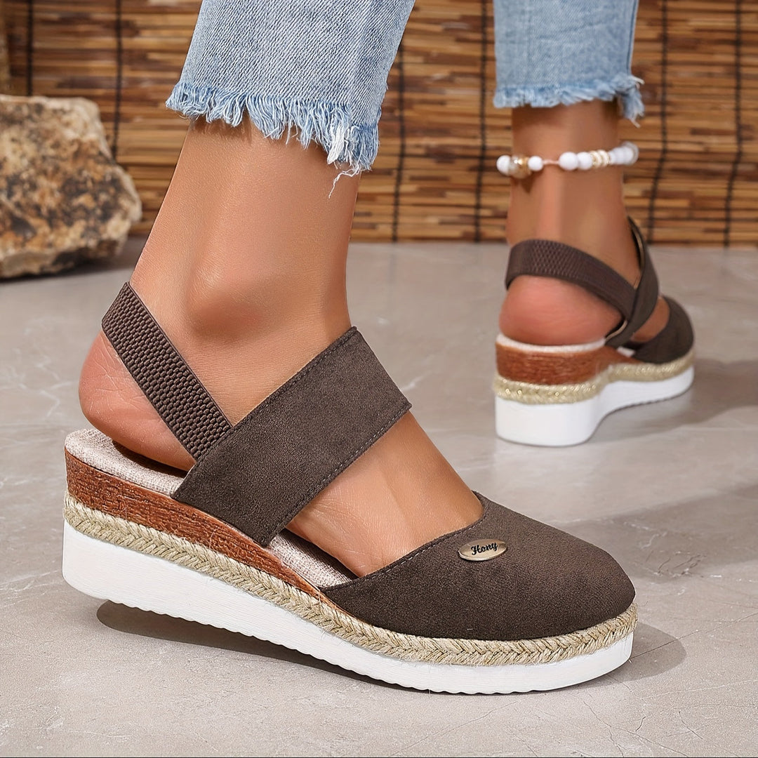 Mirla | Dam Sandaler På Plattform: Halkfri, Stängd Tå, Elastiskt Band-Eva Jonsson