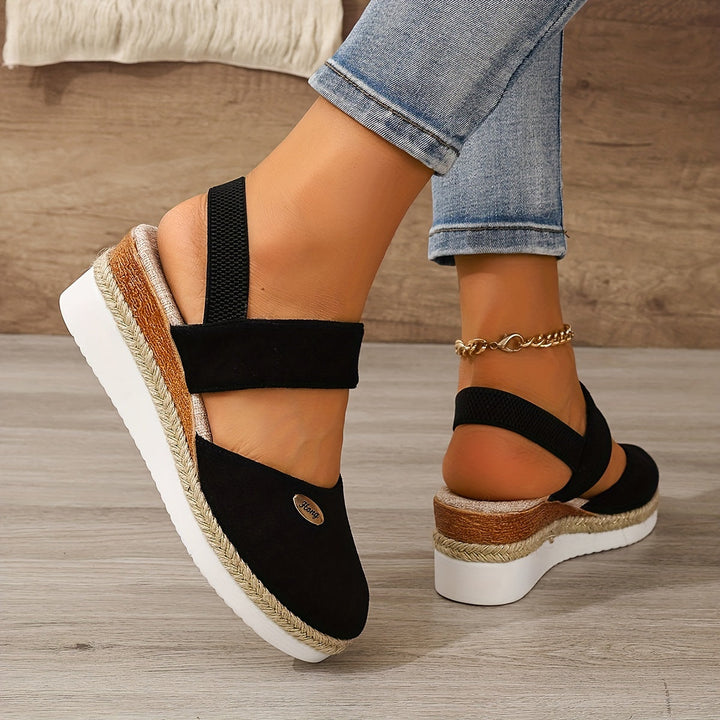 Mirla | Dam Sandaler På Plattform: Halkfri, Stängd Tå, Elastiskt Band-Eva Jonsson