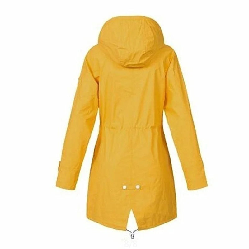 Mirla | Dam Vattentät Hoodie-Trenchcoat med midjeband, dragkedja och ytterfickor-Eva Jonsson