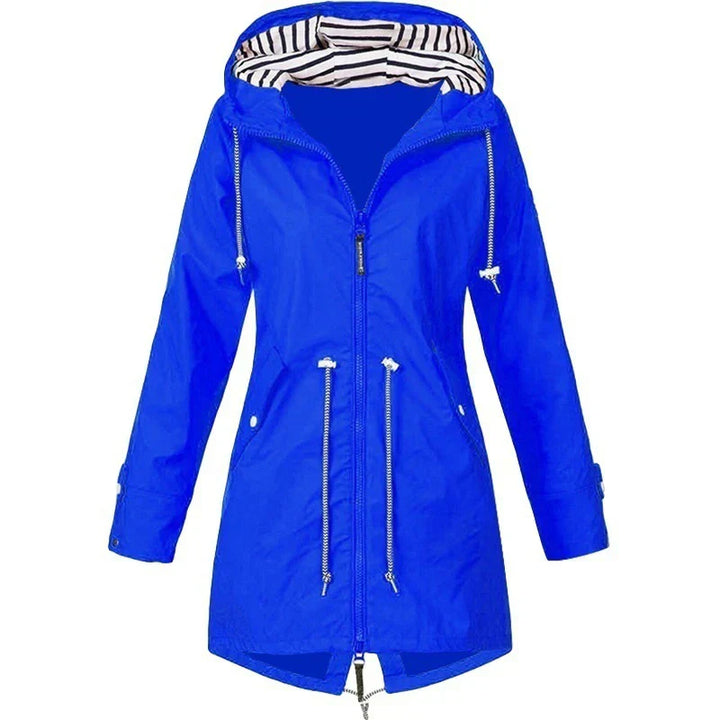 Mirla | Dam Vattentät Hoodie-Trenchcoat med midjeband, dragkedja och ytterfickor-Eva Jonsson