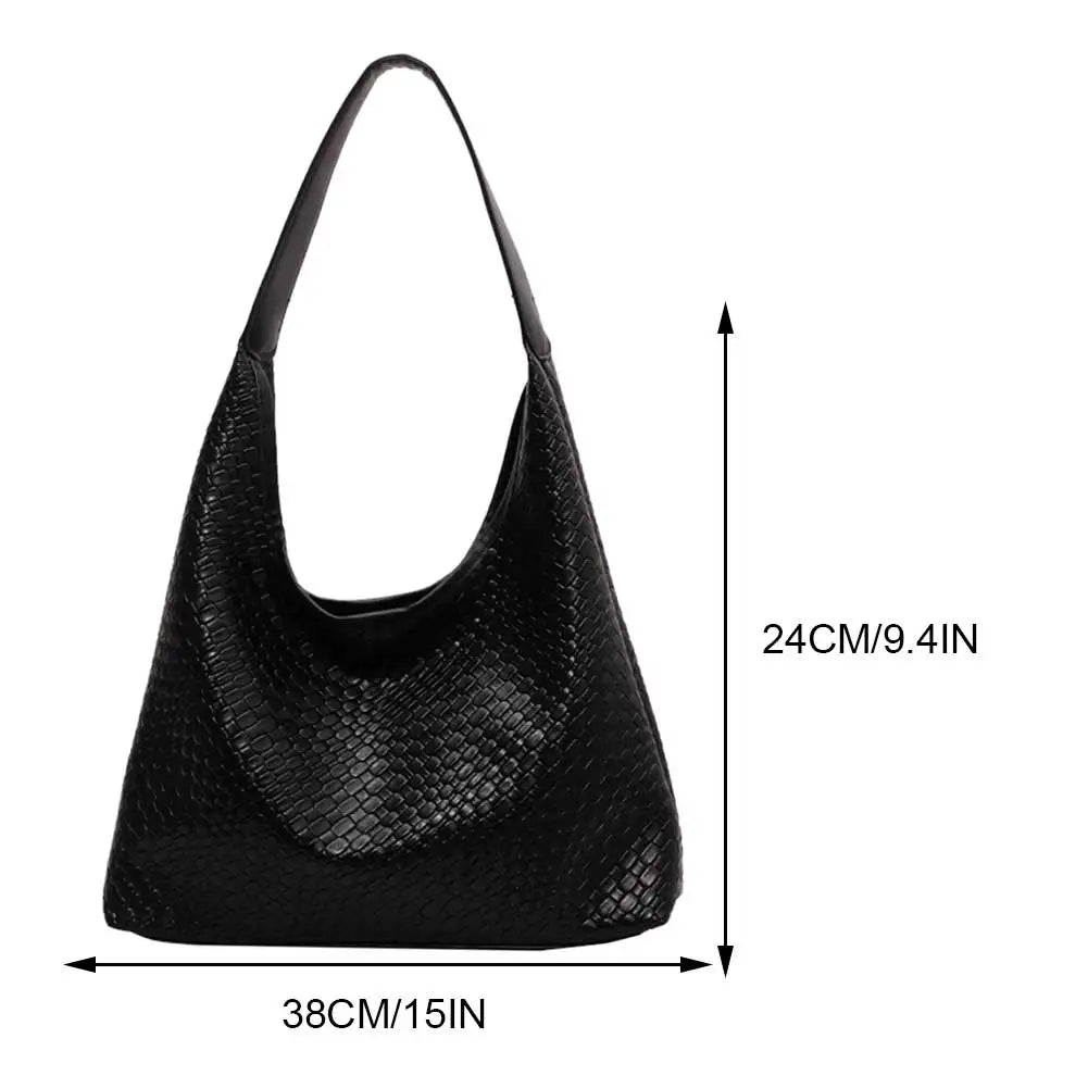 Mirla | Damens Mångsidig Axelväska i Mjuk Läder med Vävt Hobo-Design-Eva Jonsson