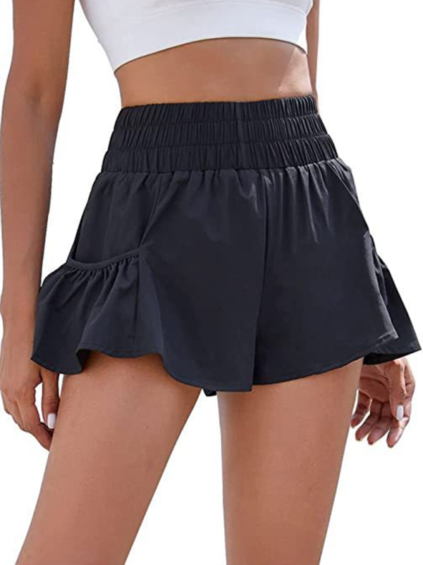 Mirla | Damer Fitness Löpning Snabbtorkande Hög Midja Shorts med Fickor-Eva Jonsson