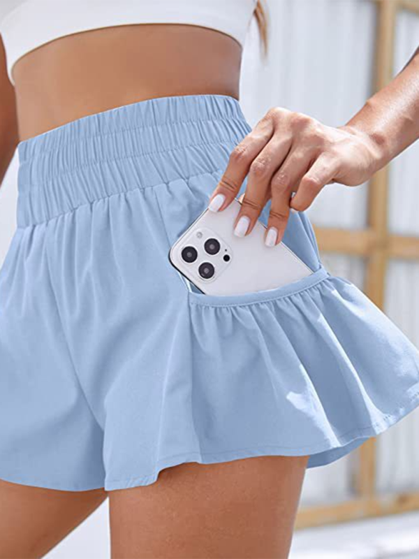 Mirla | Damer Fitness Löpning Snabbtorkande Hög Midja Shorts med Fickor-Eva Jonsson