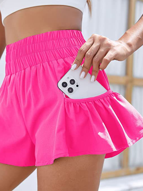 Mirla | Damer Fitness Löpning Snabbtorkande Hög Midja Shorts med Fickor-Eva Jonsson