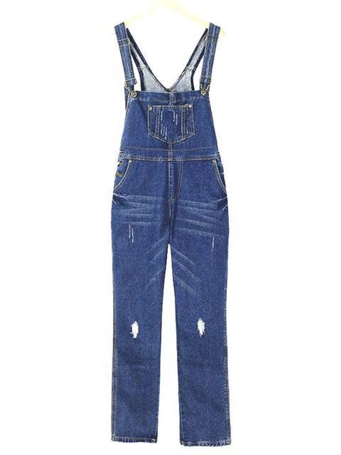 Mirla | Denim Långa lösa enkla overaller-Eva Jonsson