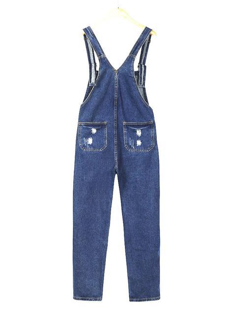 Mirla | Denim Långa lösa enkla overaller-Eva Jonsson