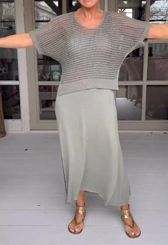 Mirla | Elegant Deltes Set (Klänning + Topp)-Eva Jonsson