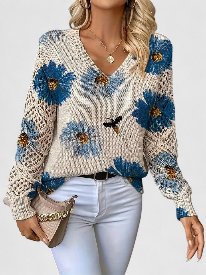 Mirla | Elegant Jumper med Blommönster-Eva Jonsson