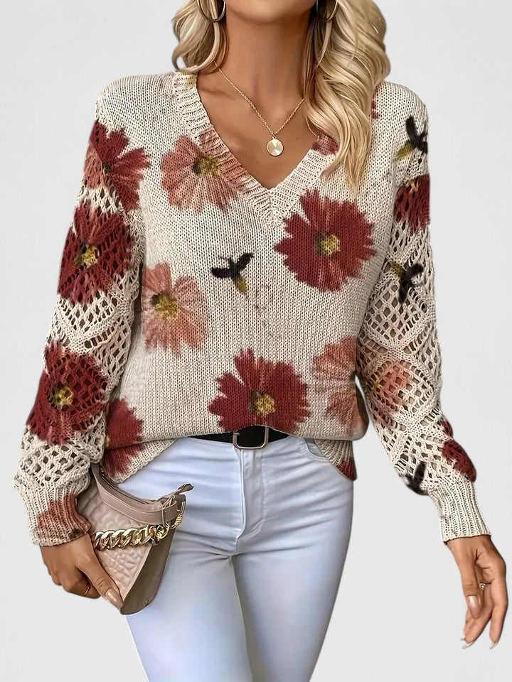 Mirla | Elegant Jumper med Blommönster-Eva Jonsson