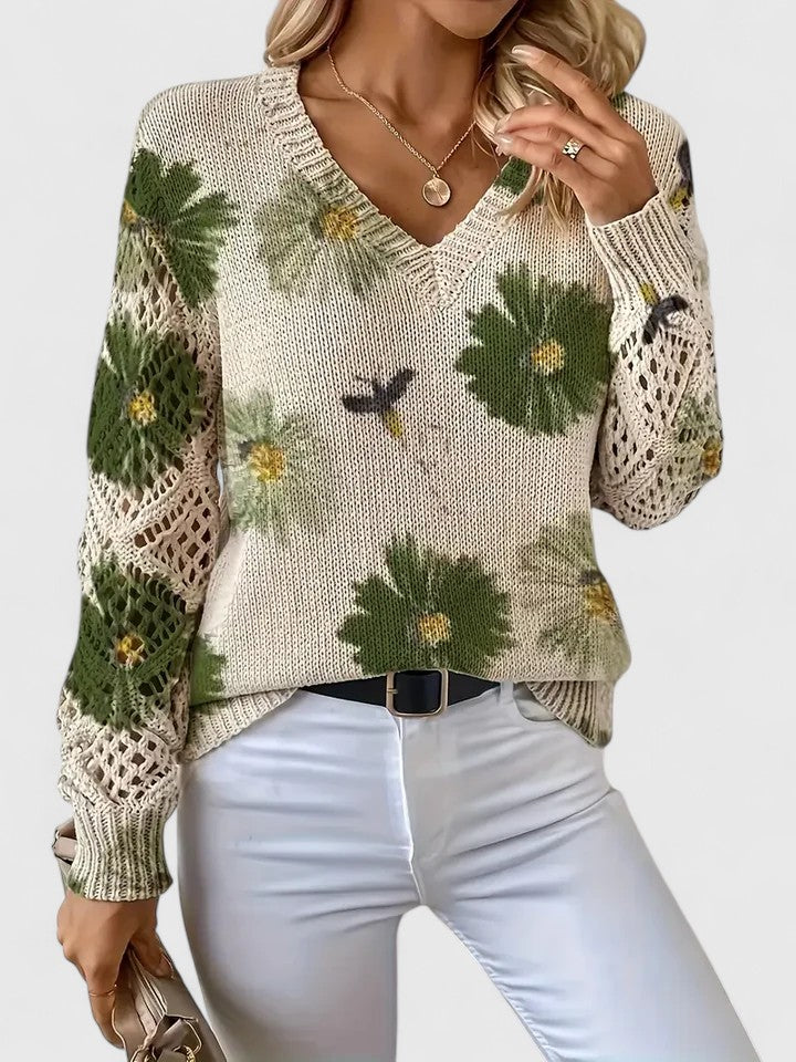 Mirla | Elegant Jumper med Blommönster-Eva Jonsson