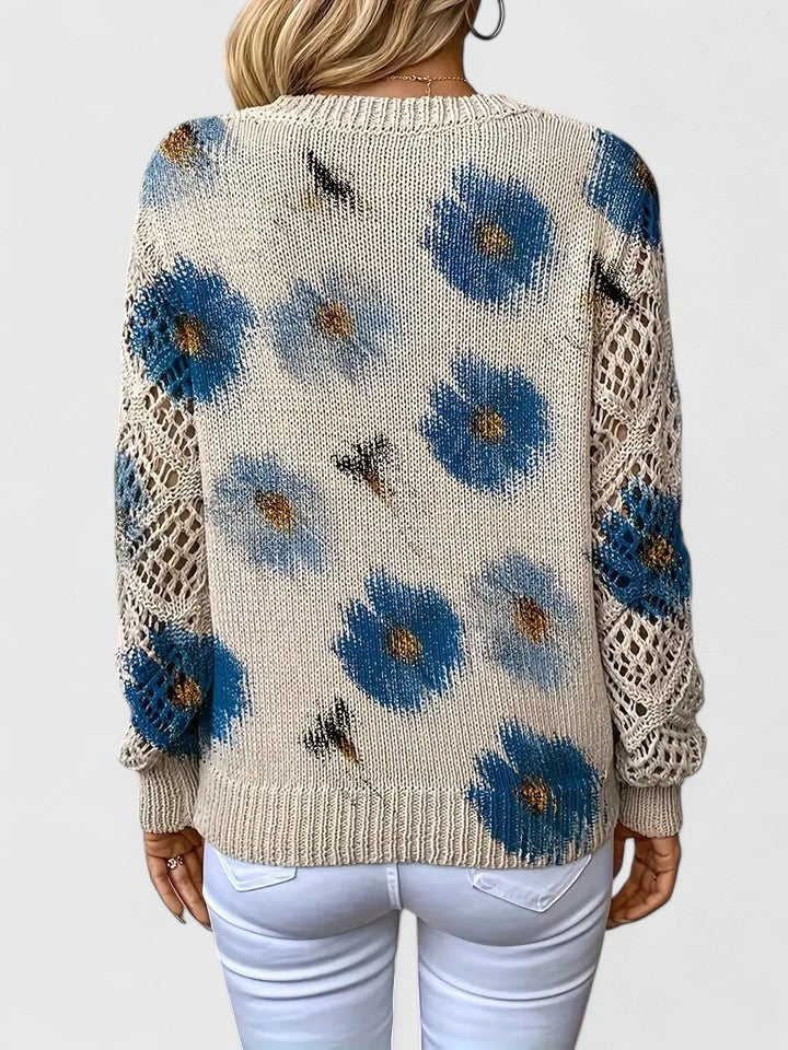 Mirla | Elegant Jumper med Blommönster-Eva Jonsson