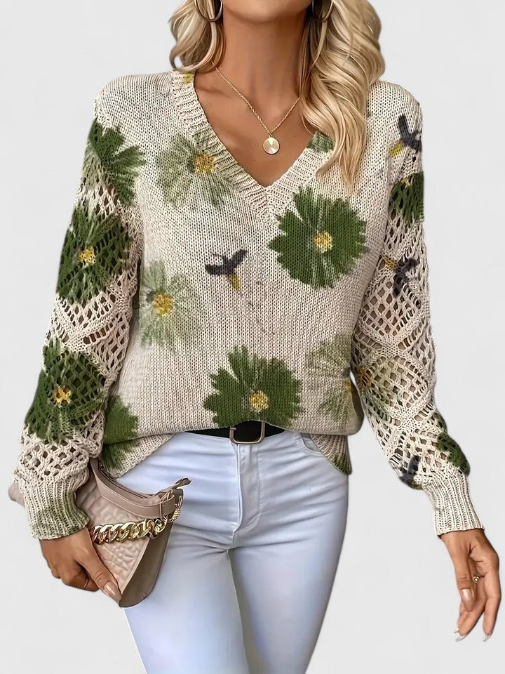 Mirla | Elegant Jumper med Blommönster-Eva Jonsson