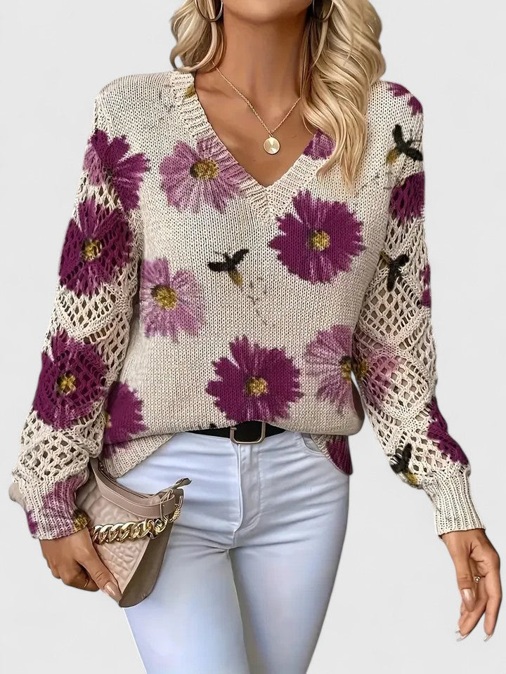 Mirla | Elegant Jumper med Blommönster-Eva Jonsson