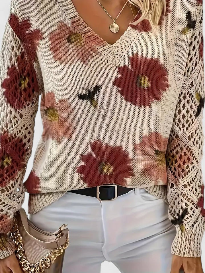 Mirla | Elegant Jumper med Blommönster-Eva Jonsson