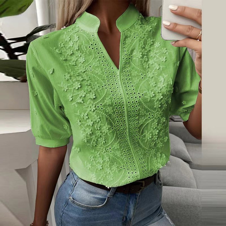 Mirla | Elegant Kortärmad Blus-Eva Jonsson