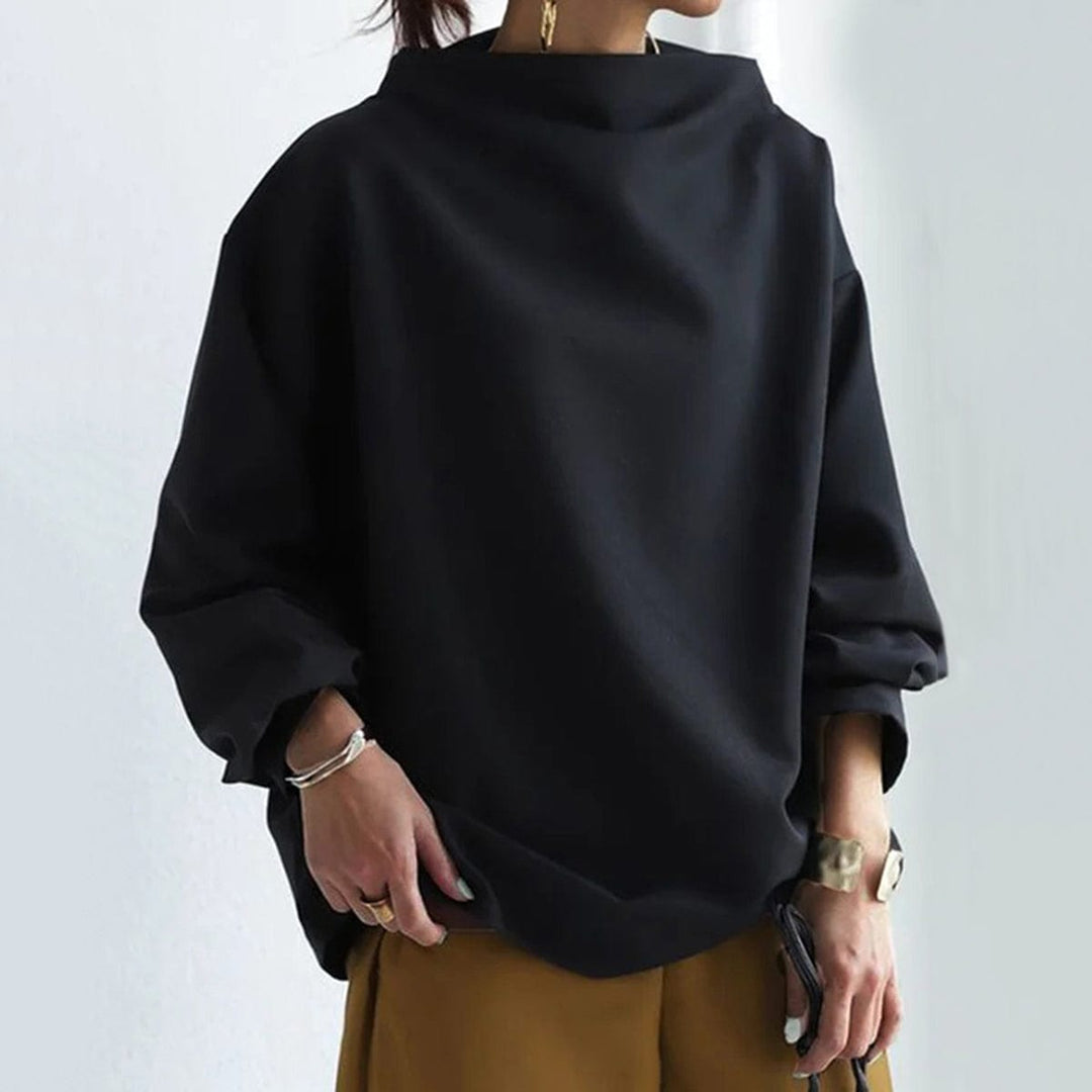 Mirla | Elegant Loose-Fit Mock Neck Blouse-Eva Jonsson