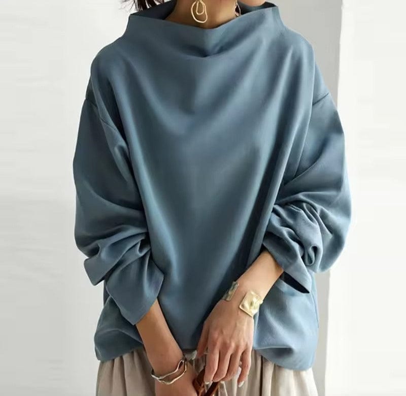 Mirla | Elegant Loose-Fit Mock Neck Blouse-Eva Jonsson