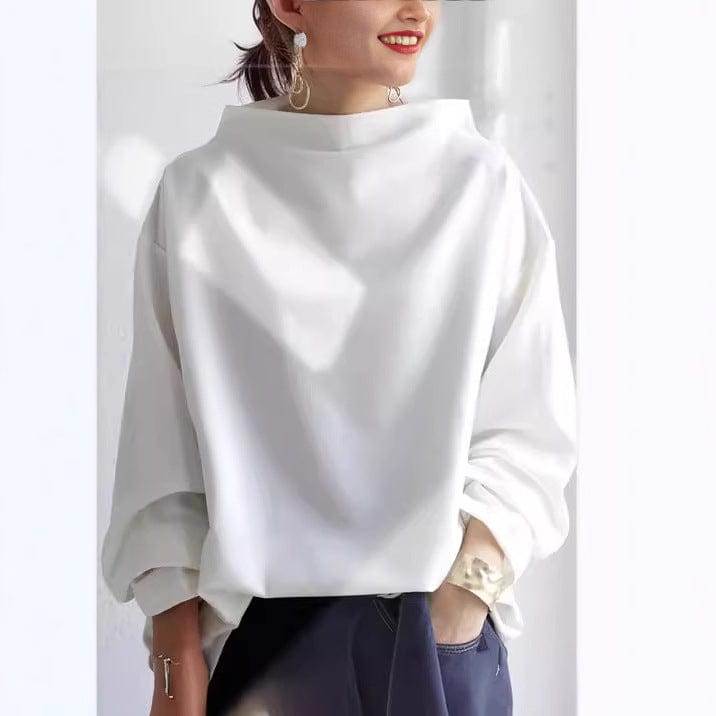 Mirla | Elegant Loose-Fit Mock Neck Blouse-Eva Jonsson
