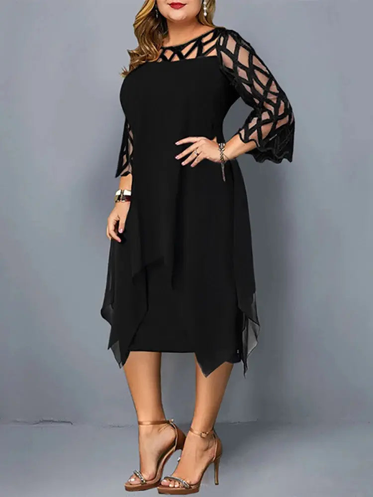 Mirla | Elegant Plus Size Spets Midi Klänning-Eva Jonsson