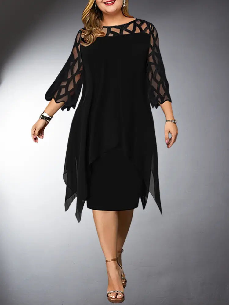 Mirla | Elegant Plus Size Spets Midi Klänning-Eva Jonsson