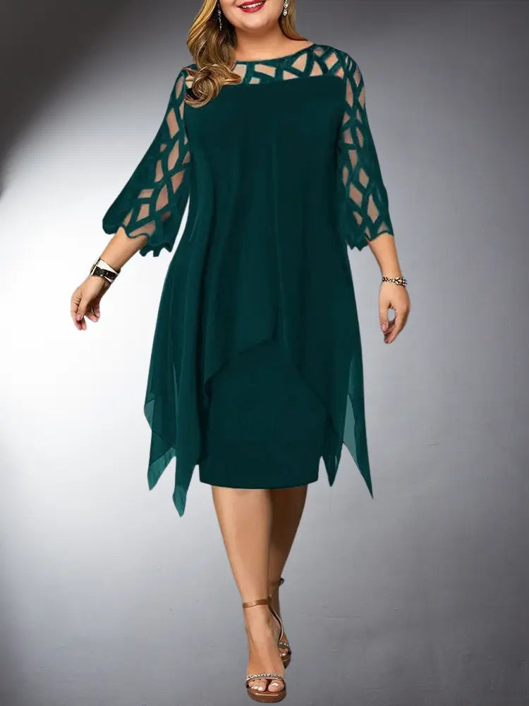 Mirla | Elegant Plus Size Spets Midi Klänning-Eva Jonsson