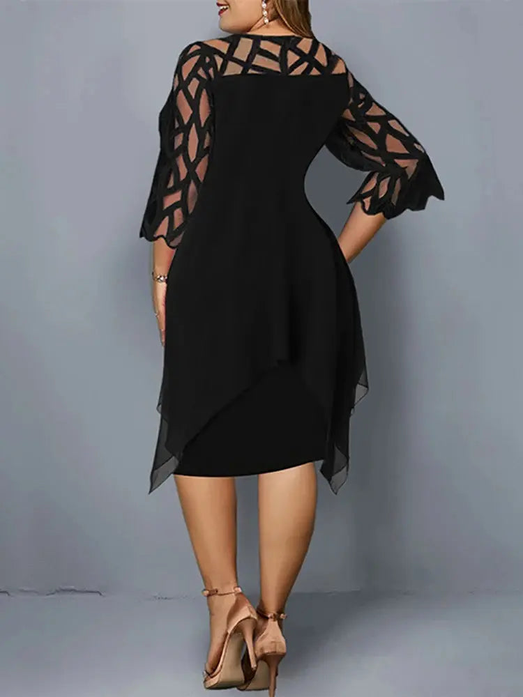 Mirla | Elegant Plus Size Spets Midi Klänning-Eva Jonsson