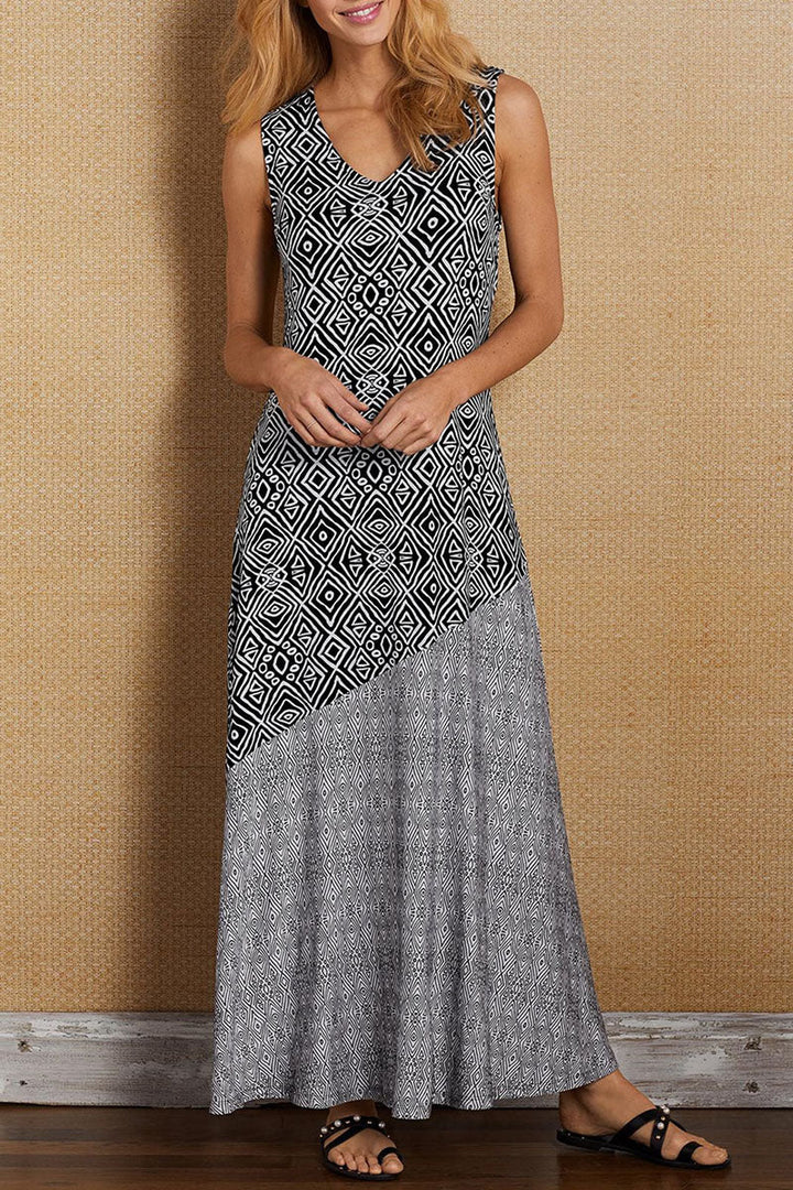 Mirla | Elegant Print V-ringad A-linje klänningar-Eva Jonsson
