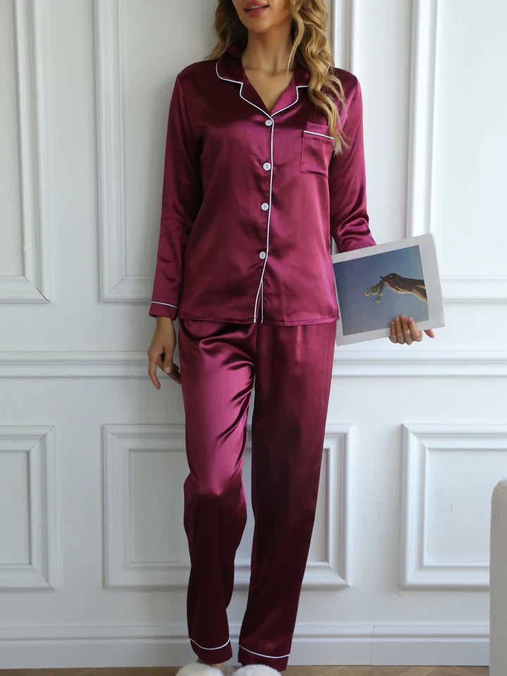 Eva Jonsson – Elegant Pyjamasset, Satin Lounge-set för kvinnor-Eva Jonsson
