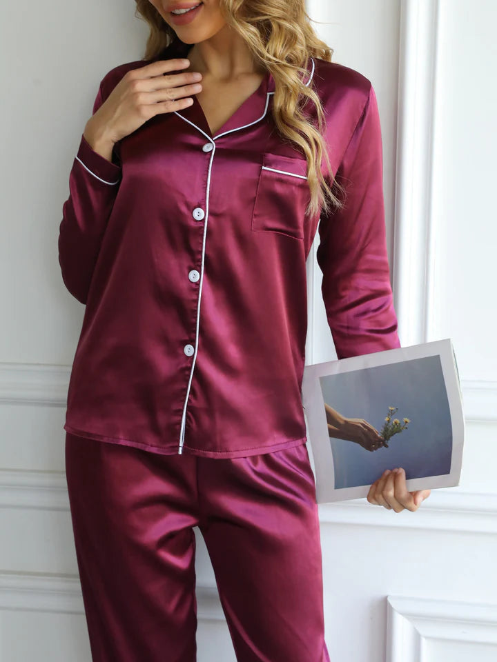 Eva Jonsson – Elegant Pyjamasset, Satin Lounge-set för kvinnor-Eva Jonsson