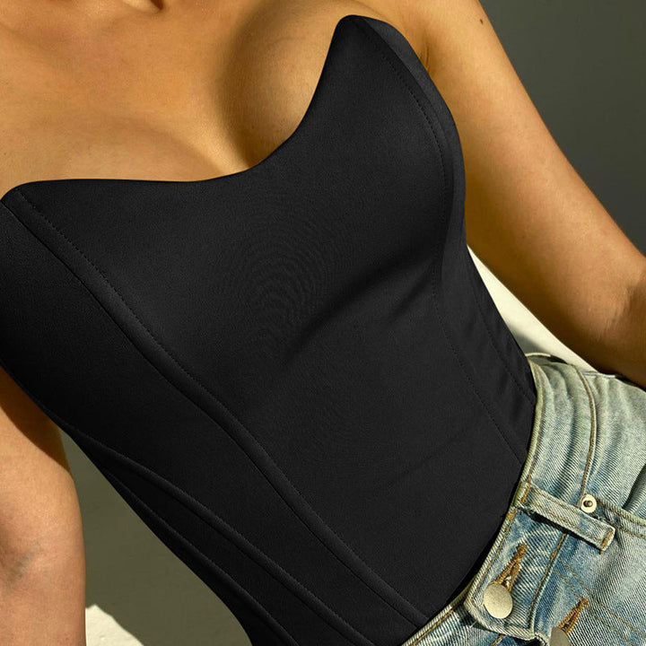 Mirla | Elegant Tube-Top Smygskuren Ärmlös Korsett-Stil Crop-Top-Eva Jonsson