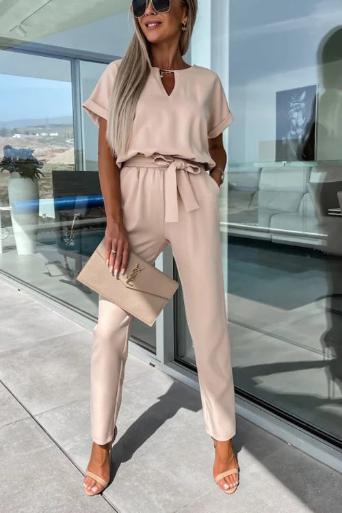 Mirla | Elegant keyhole jumpsuit med bälte för damer-Eva Jonsson