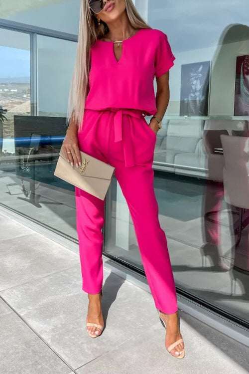 Mirla | Elegant keyhole jumpsuit med bälte för damer-Eva Jonsson