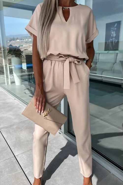 Mirla | Elegant keyhole jumpsuit med bälte för damer-Eva Jonsson