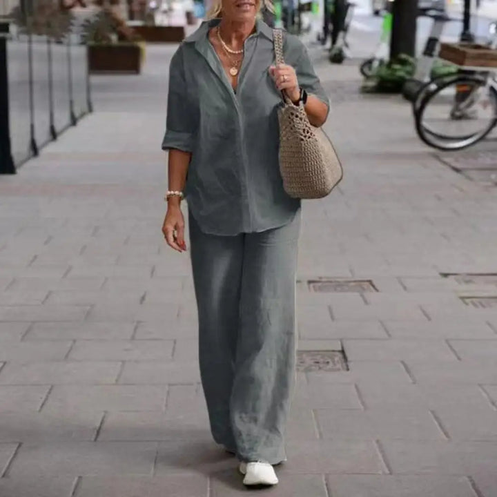 Mirla | Elegant linne tvådelat-Eva Jonsson